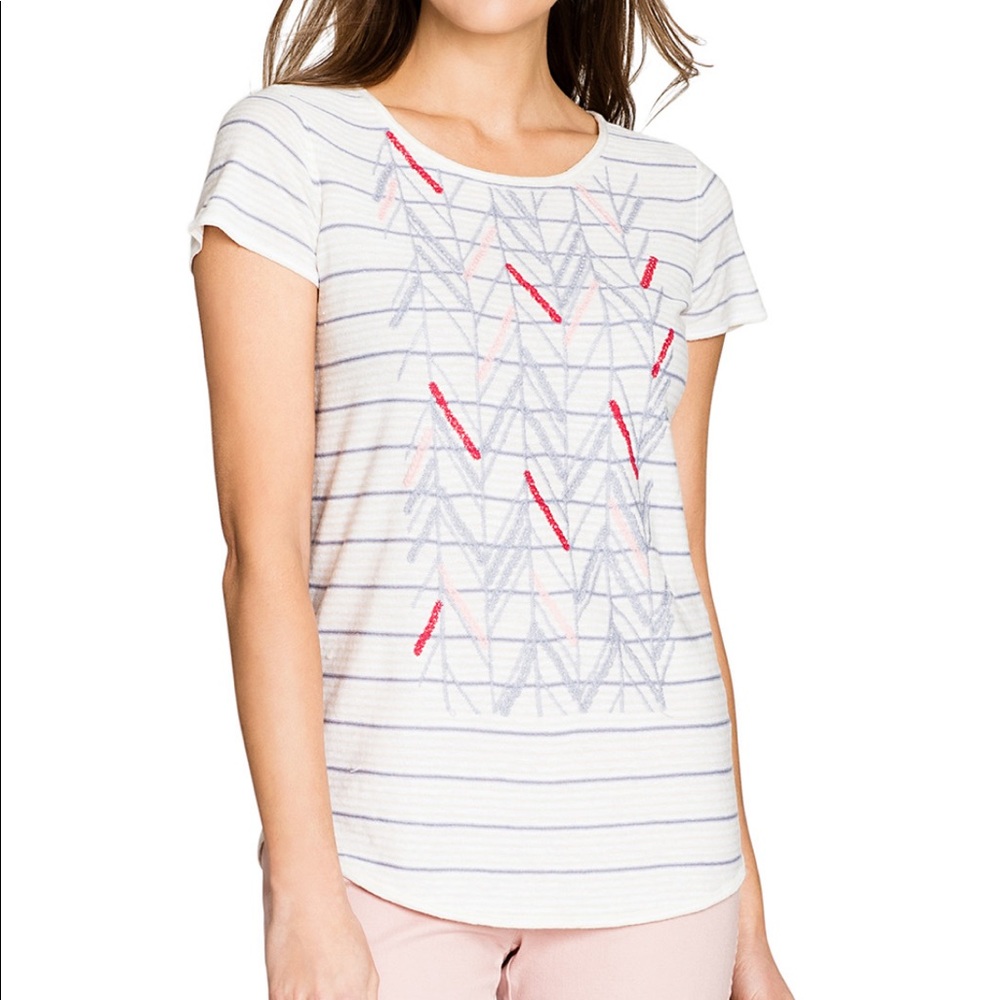 Nic+Zoe stripe pattern knit top PL
